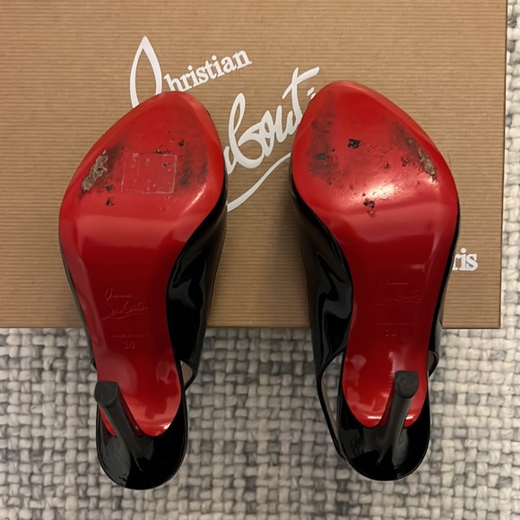 Christian Louboutin Flo Sling 120 Patent Leather Pumps in Black - Picture 5 of 10